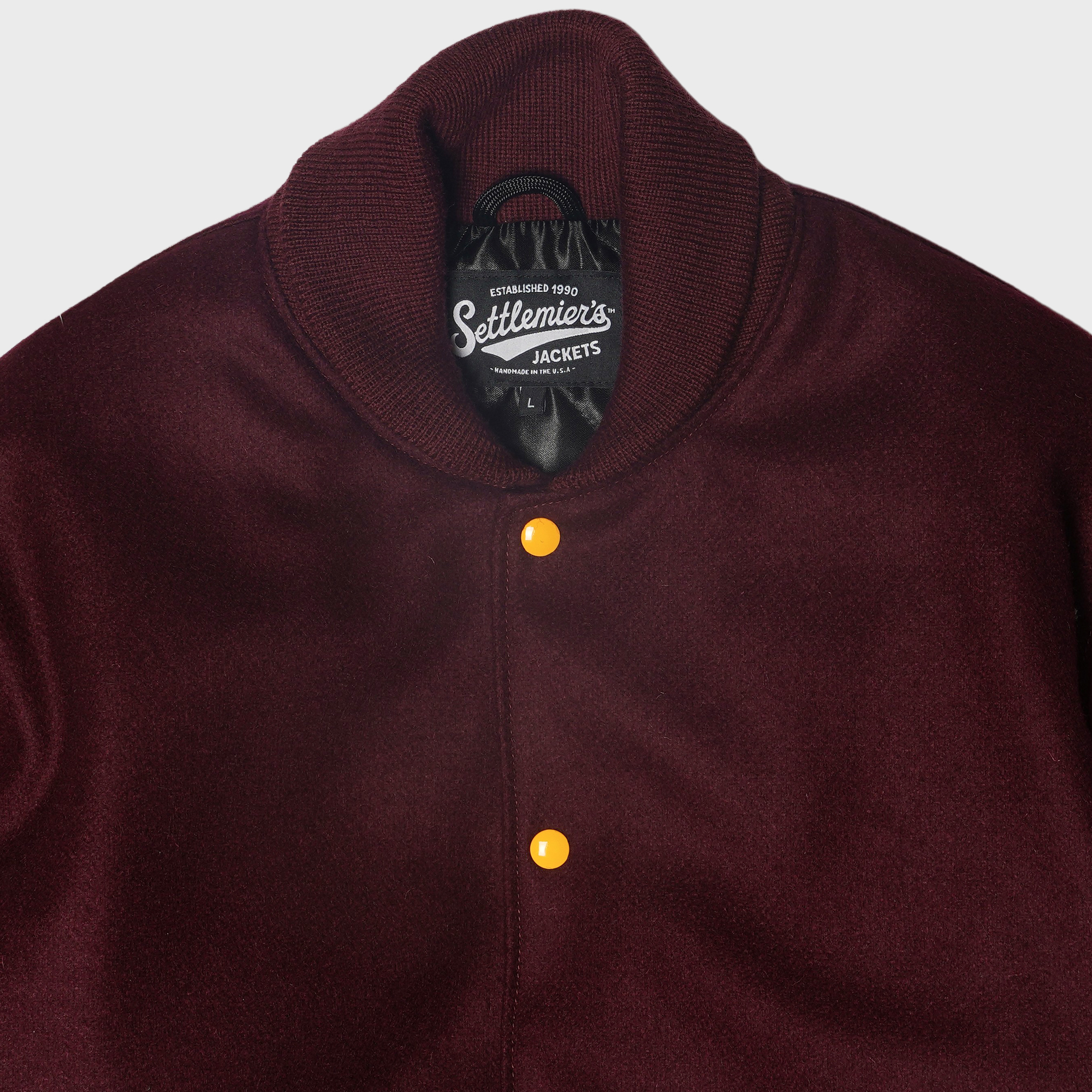 [PREORDER] SETTLEMIER'S JACKETS - SR-1 Varsity Maroon & Maroon with a Full Quilt Lining