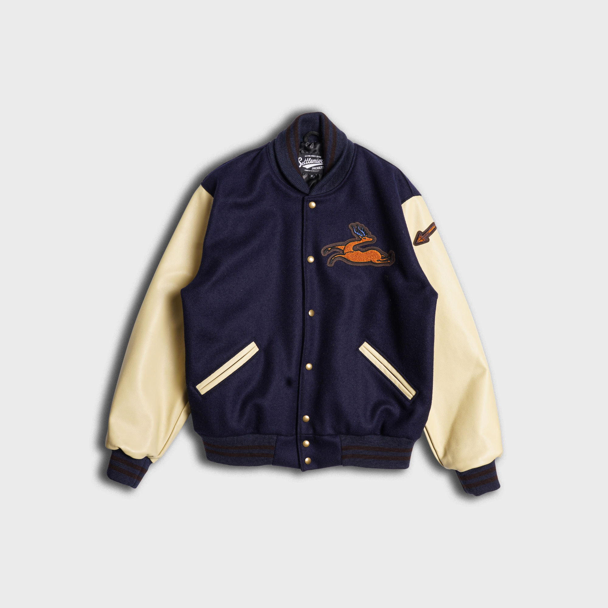 [PREORDER] [Settlemier's X Sonai X 고구려 고분 벽화] SETTLEMIER'S JACKETS - SR-1 Varsity Navy & Bone