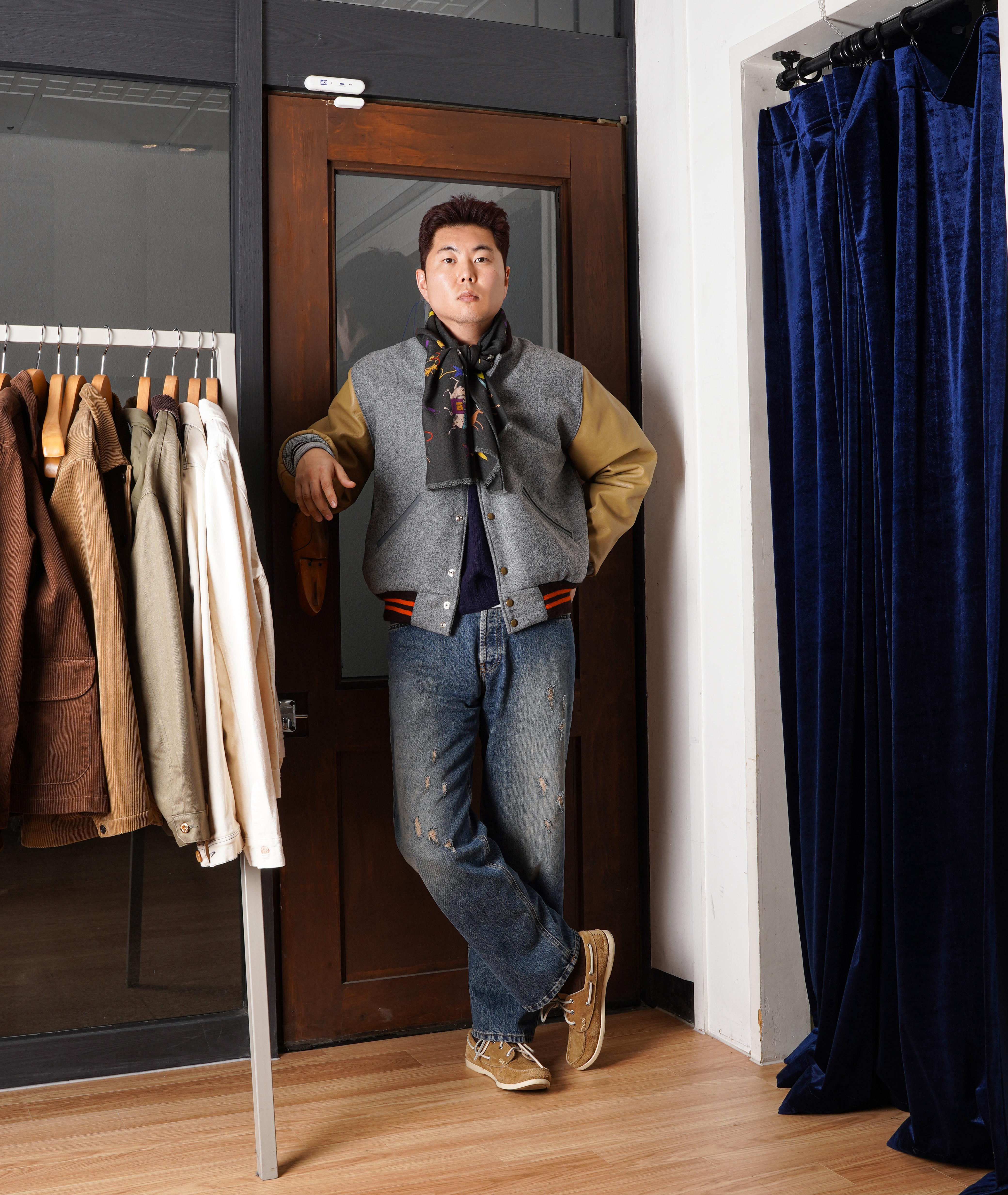 [PREORDER] SETTLEMIER'S JACKETS - SR-1 Varsity Gray&Brown - Qulited Lining