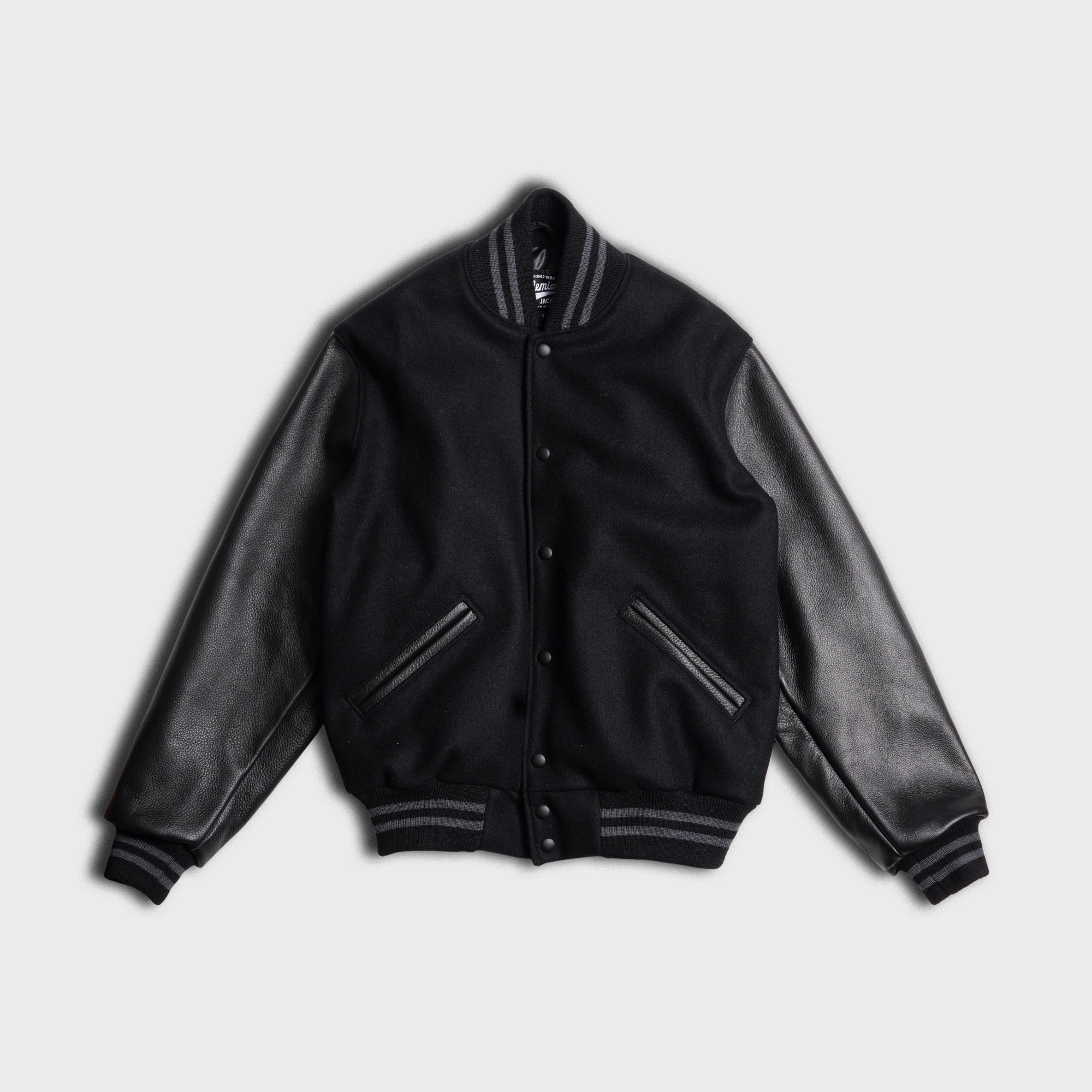 [PREORDER] SETTLEMIER'S JACKETS - S-1 Varsity Black&Black - Premium Soft Leather