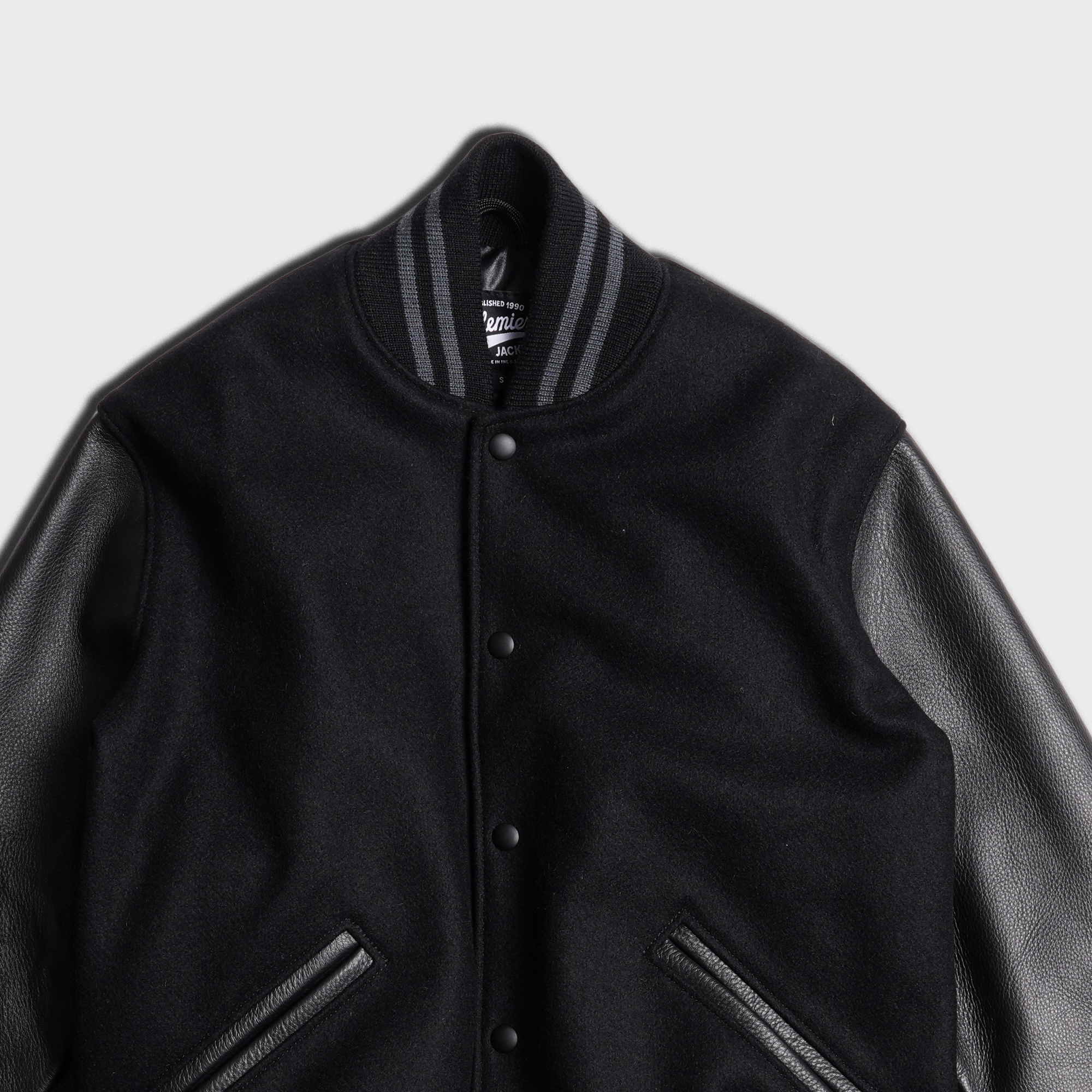 [PREORDER] SETTLEMIER'S JACKETS - S-1 Varsity Black&Black - Premium Soft Leather