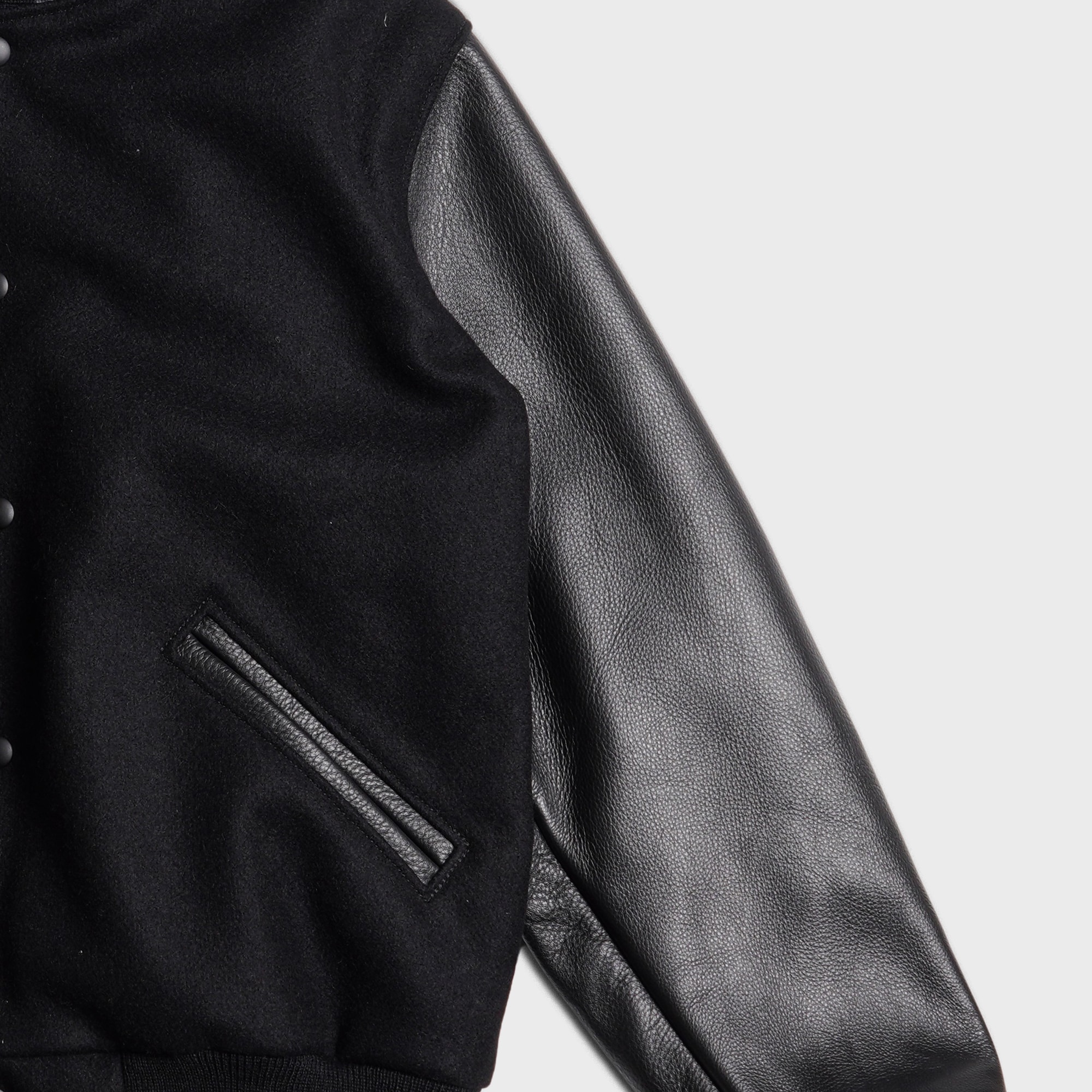 [PREORDER] SETTLEMIER'S JACKETS - S-1 Varsity Black&Black - Premium Soft Leather