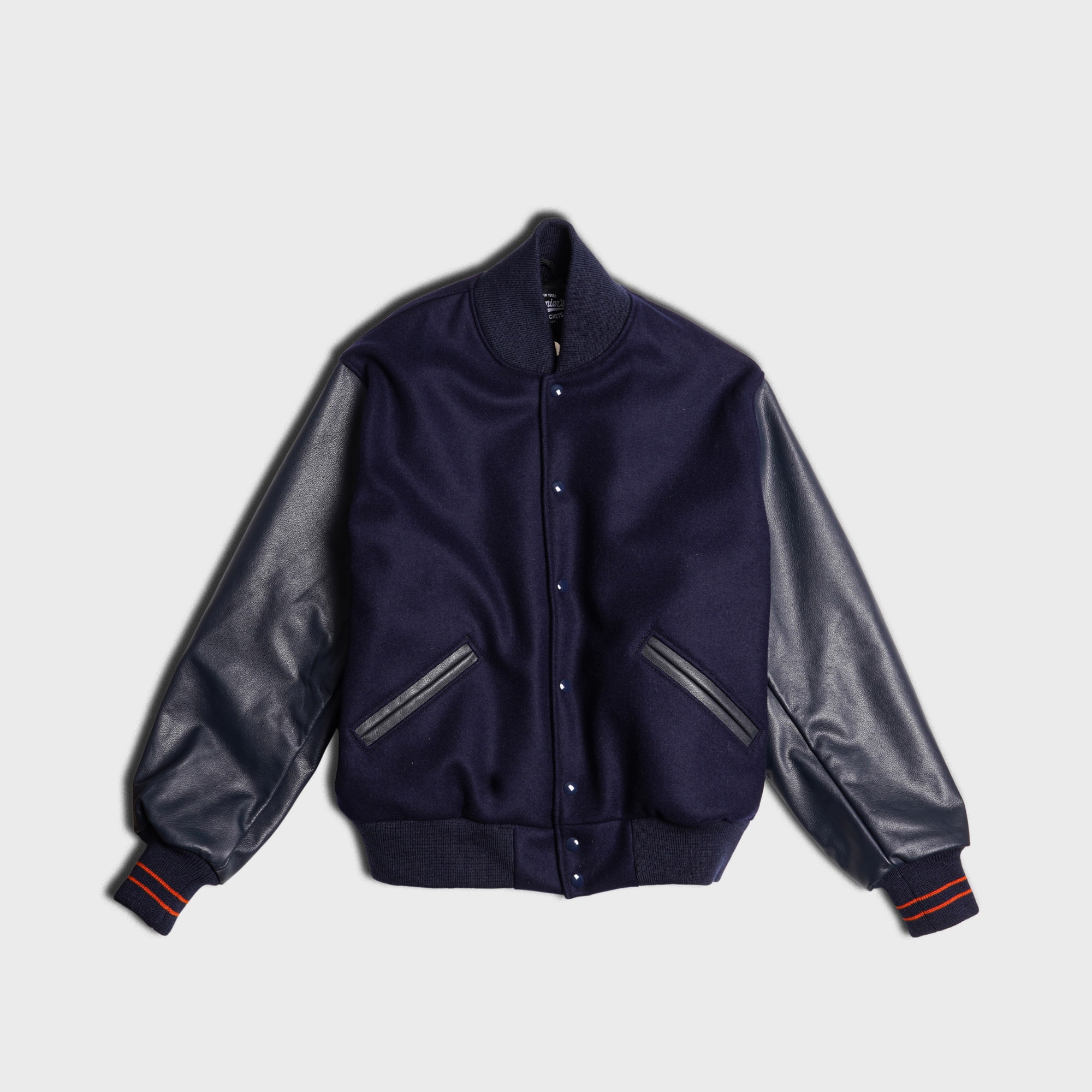 [PREORDER] SETTLEMIER'S JACKETS - S-1 Varsity Navy&Navy - Orange Stripe