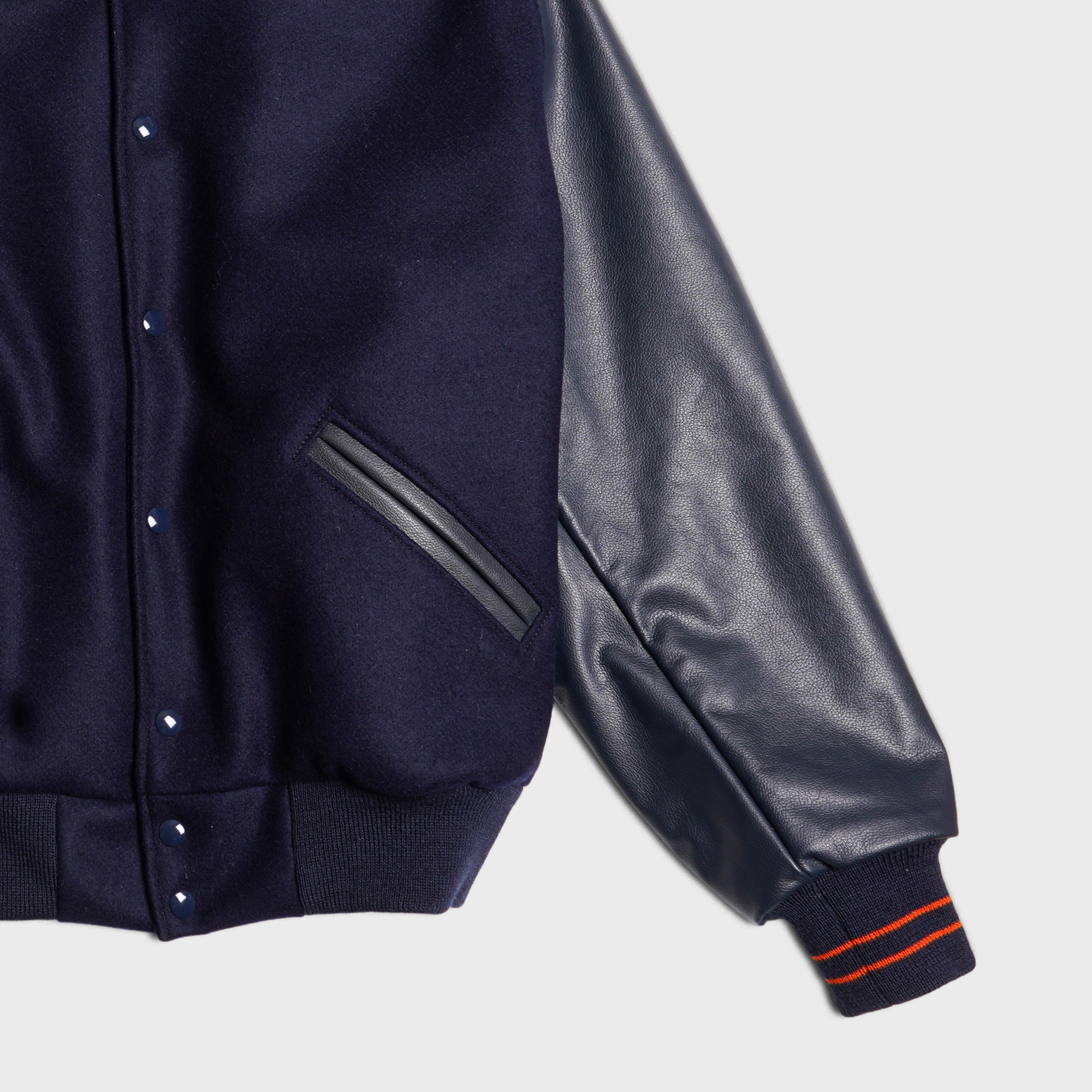 [PREORDER] SETTLEMIER'S JACKETS - S-1 Varsity Navy&Navy - Orange Stripe