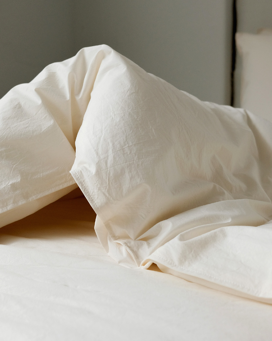 Crispy Cotton Duvet Cover, egg shell