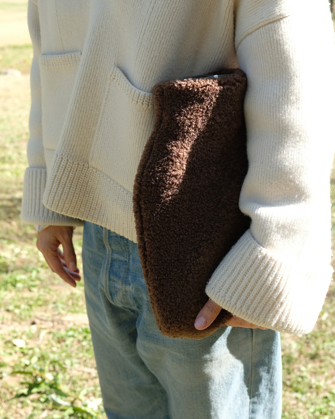 Hot Water Bottle Cover, Brown