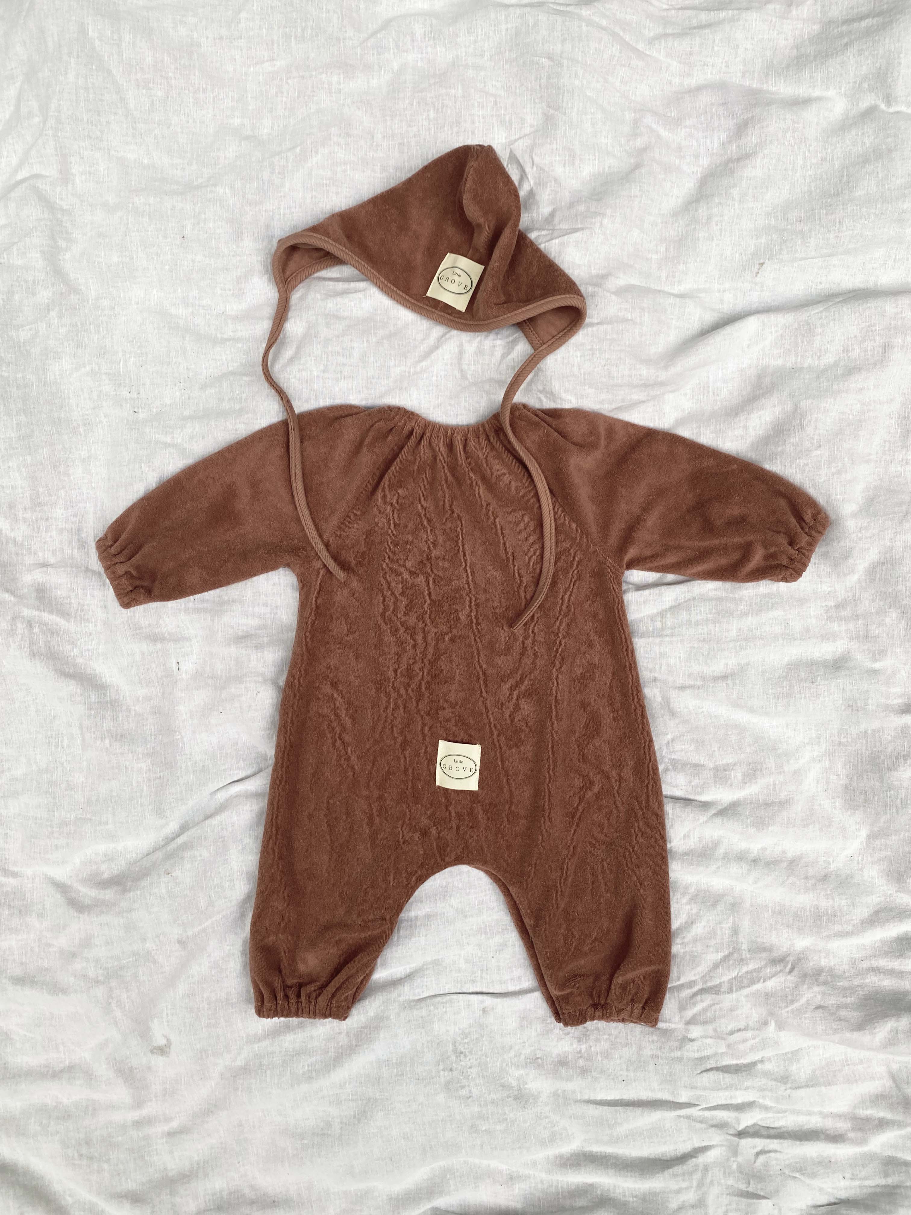 Olivia shirring jumpsuit - brick