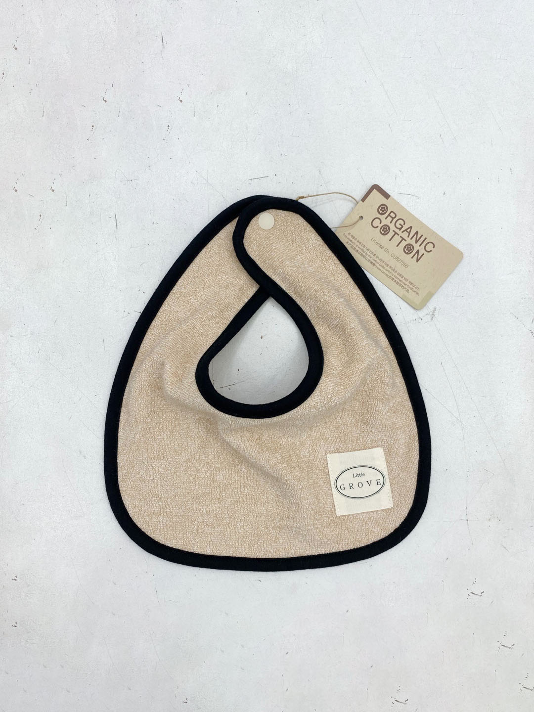 Organic round bib - oatmeal/black