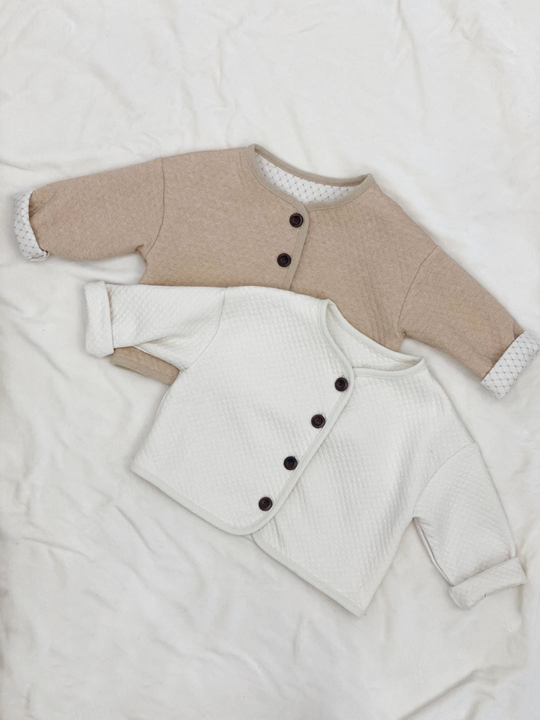 Organic Quilt Cardigan - Beige