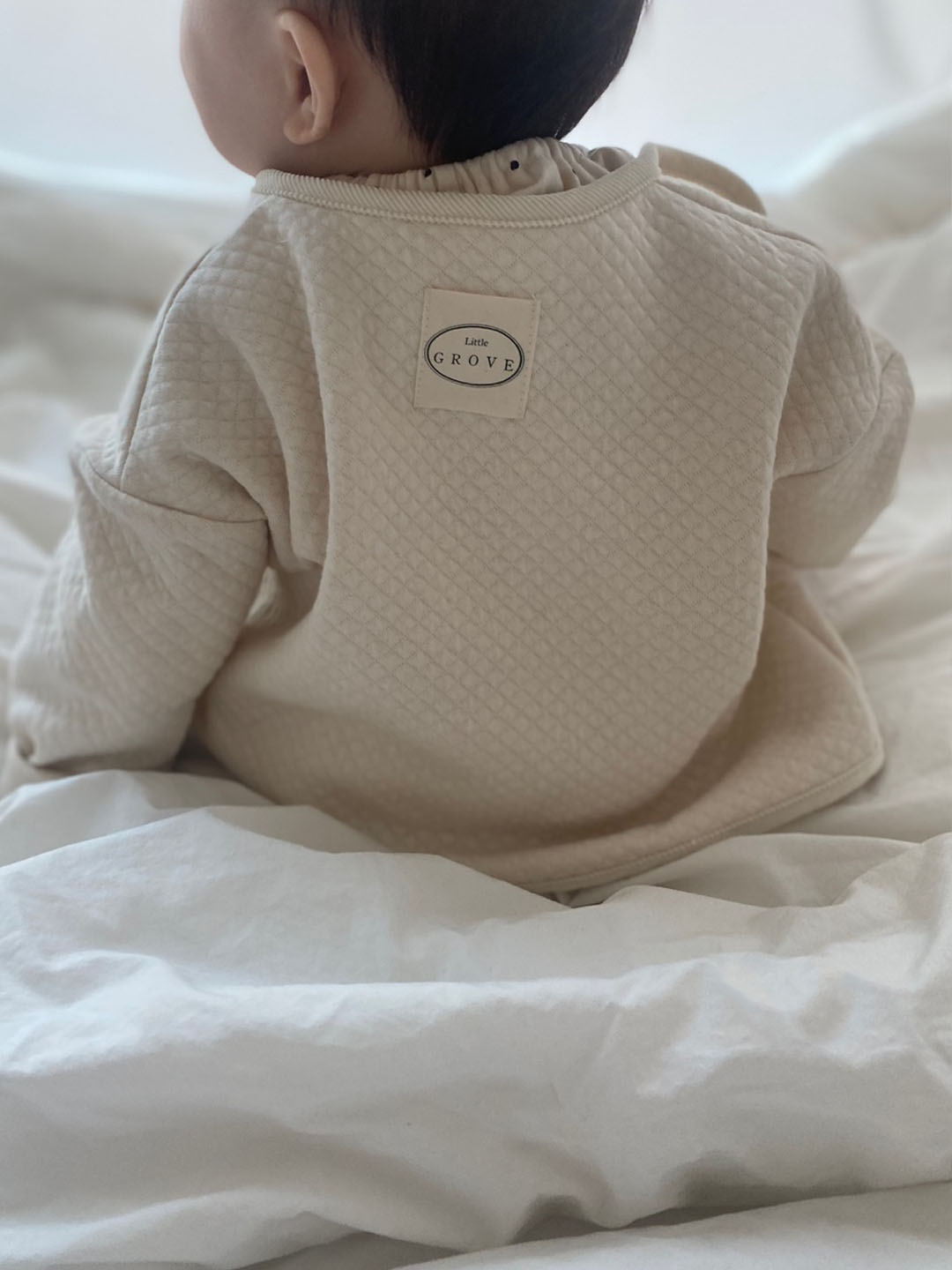 Organic Quilt Cardigan - Cream