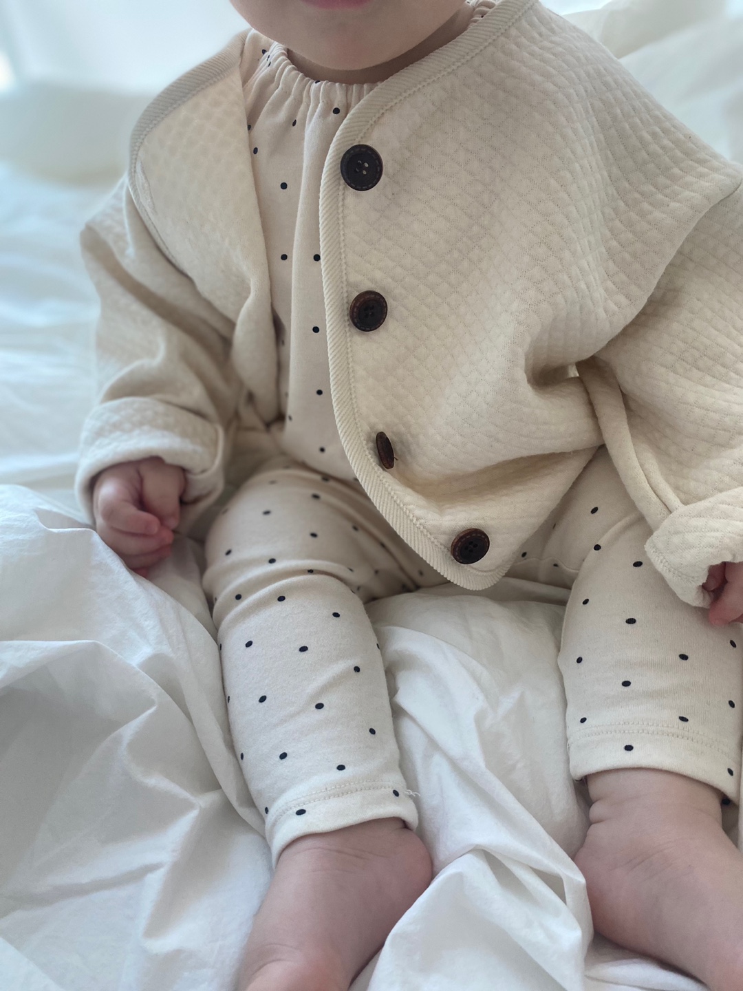 Organic Quilt Cardigan - Cream