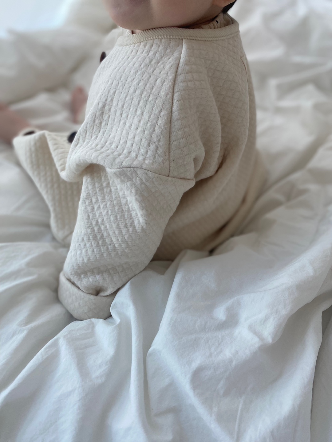 Organic Quilt Cardigan - Cream