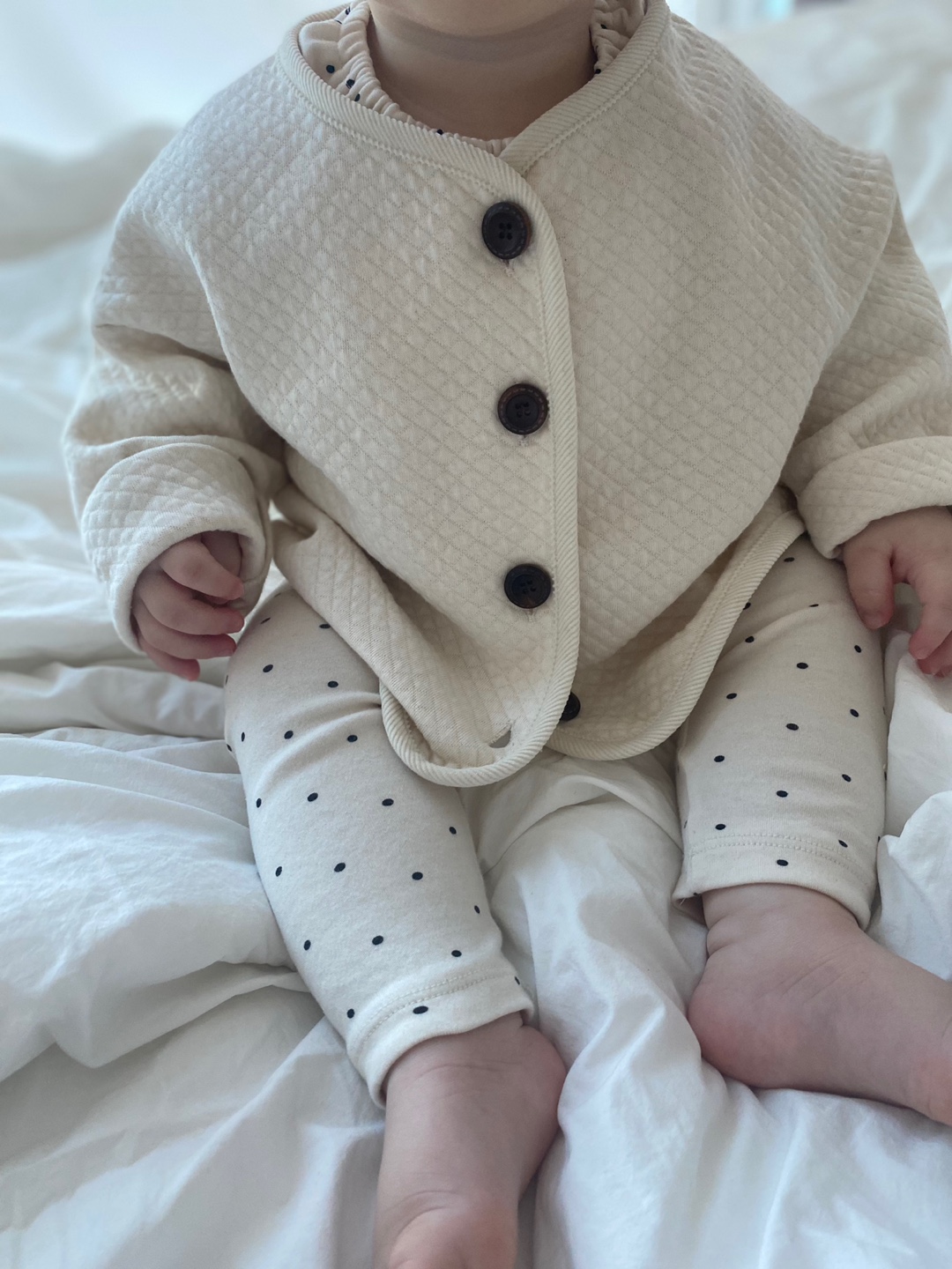 Organic Quilt Cardigan - Cream
