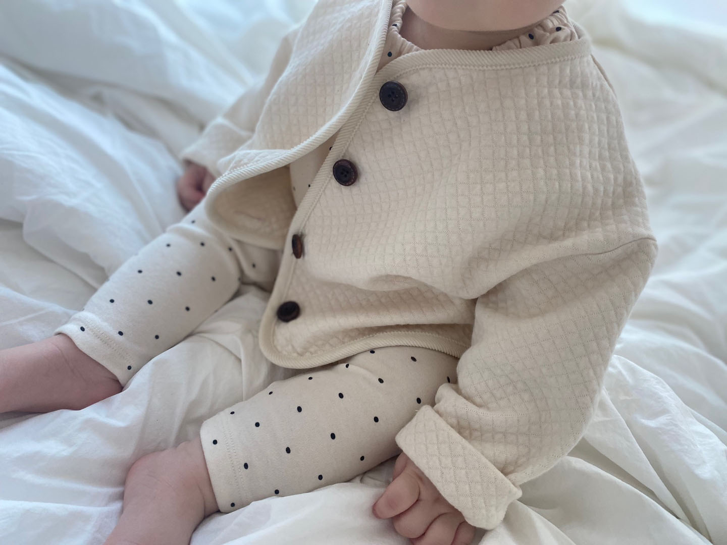 Organic Quilt Cardigan - Cream