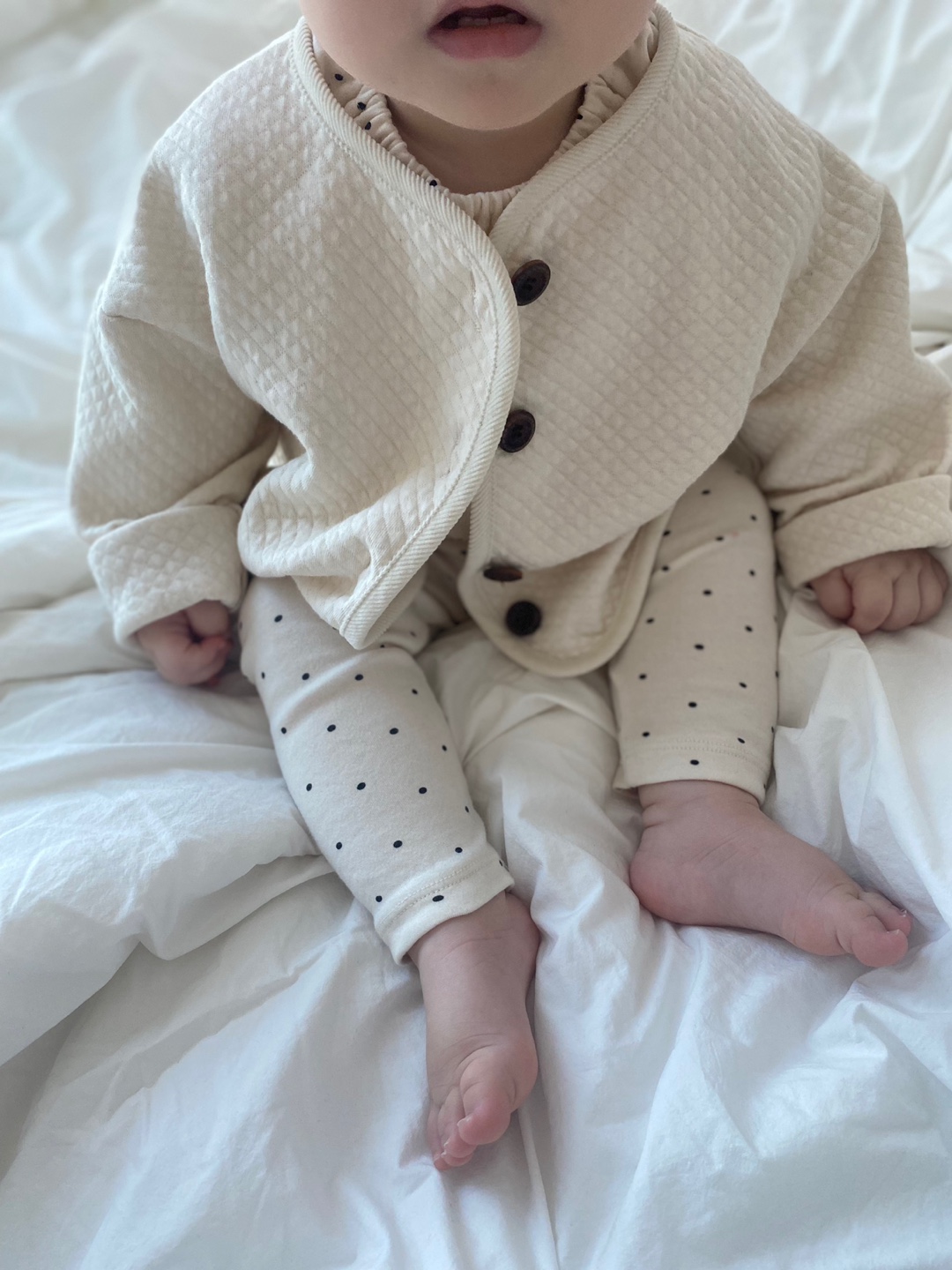 Organic Quilt Cardigan - Cream