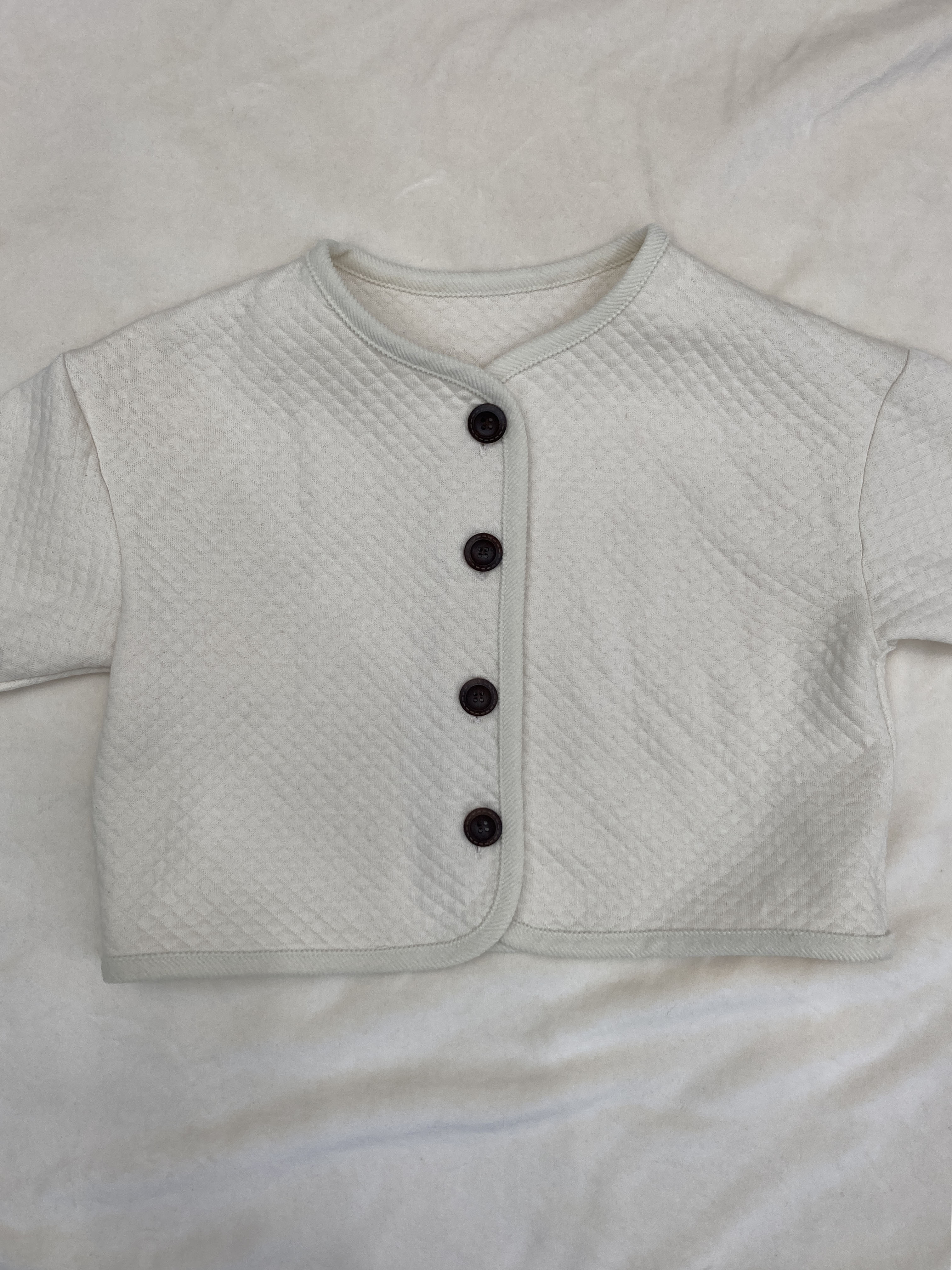 Organic Quilt Cardigan - Cream(B급)