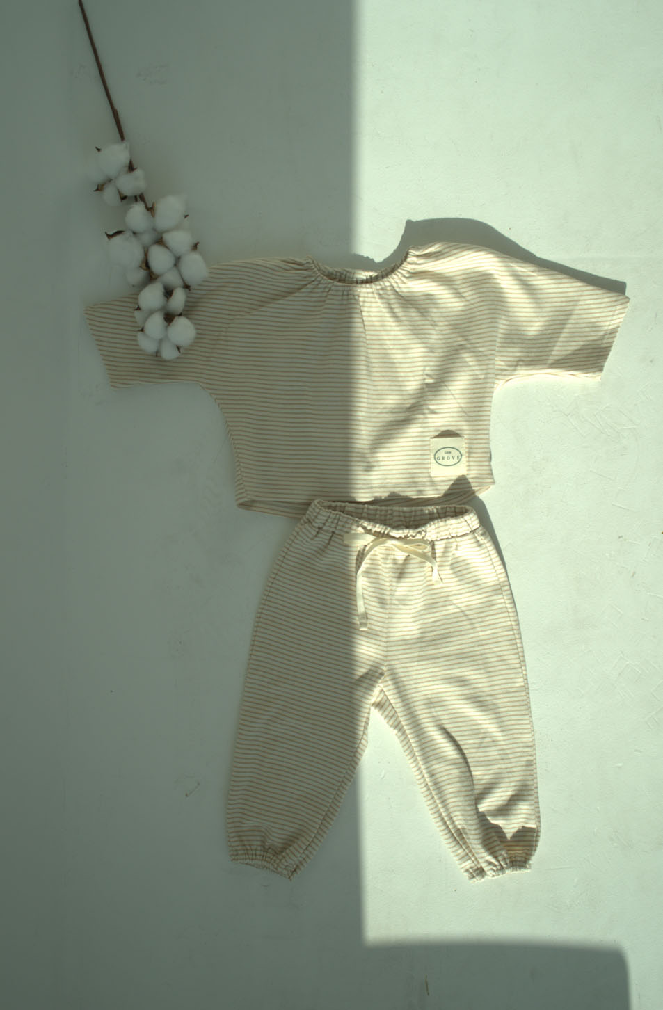 Daisy Shirring Set Up - Oat Stripe