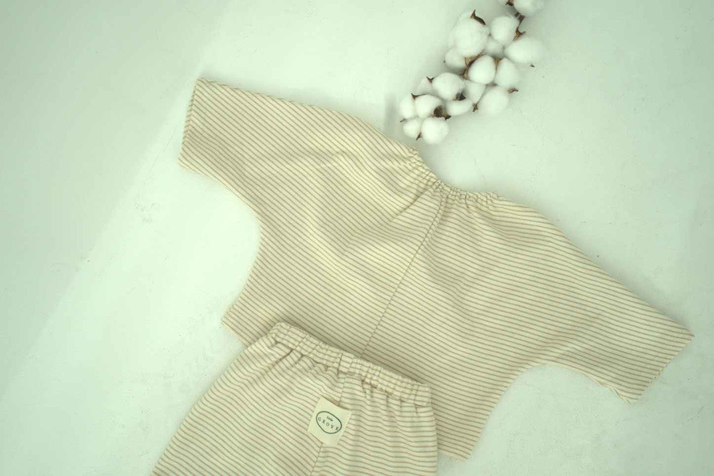 Daisy Shirring Set Up - Oat Stripe