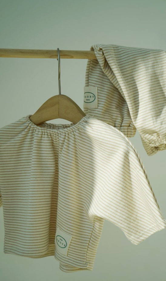Daisy Shirring Set Up - Oat Stripe