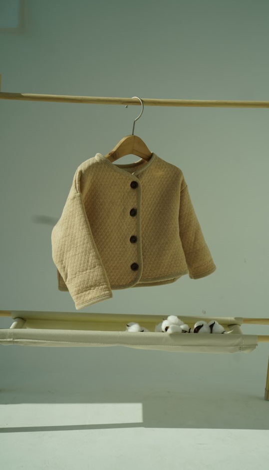 Organic Quilt Cardigan - Beige
