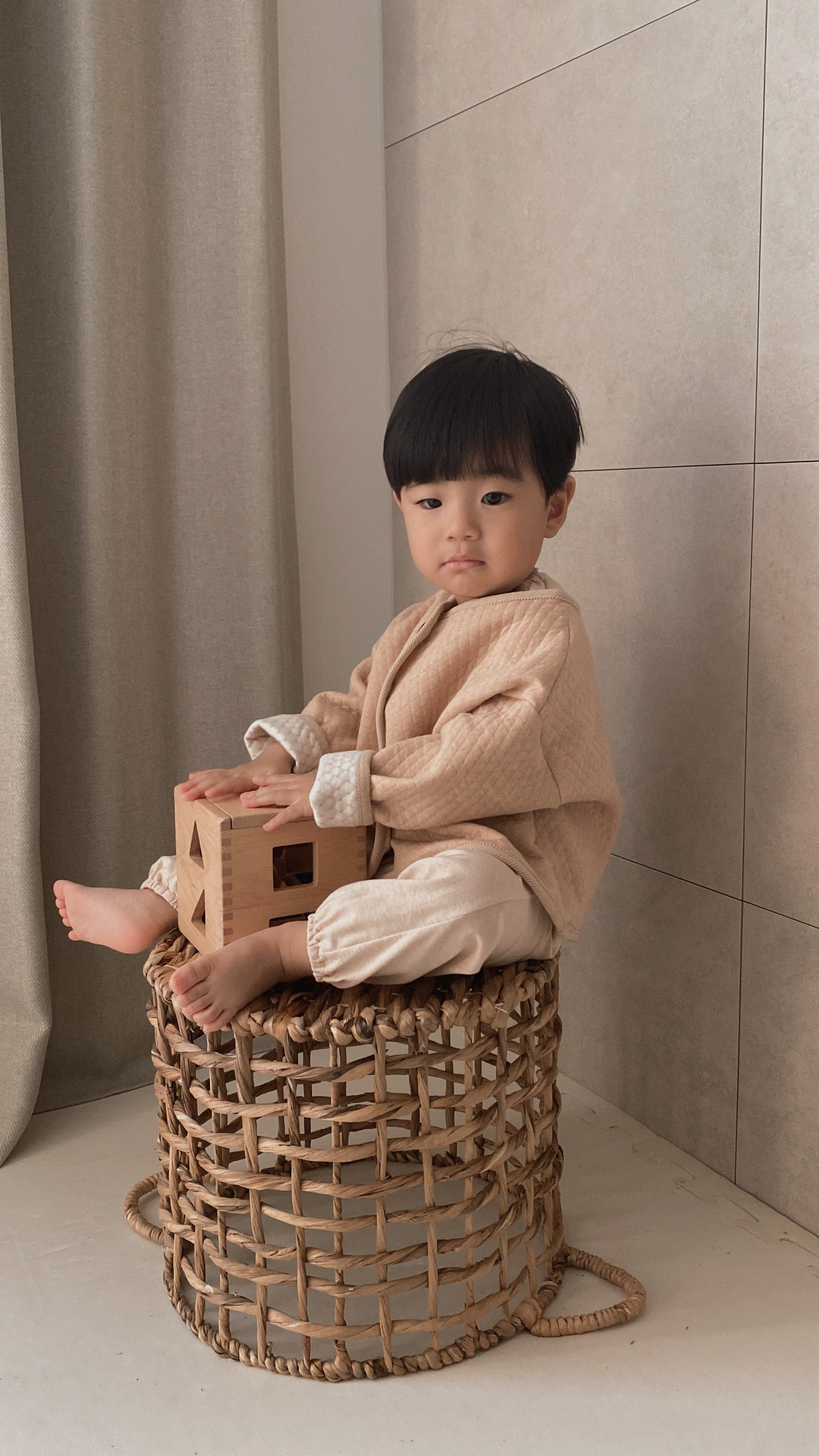 Organic Quilt Cardigan - Beige