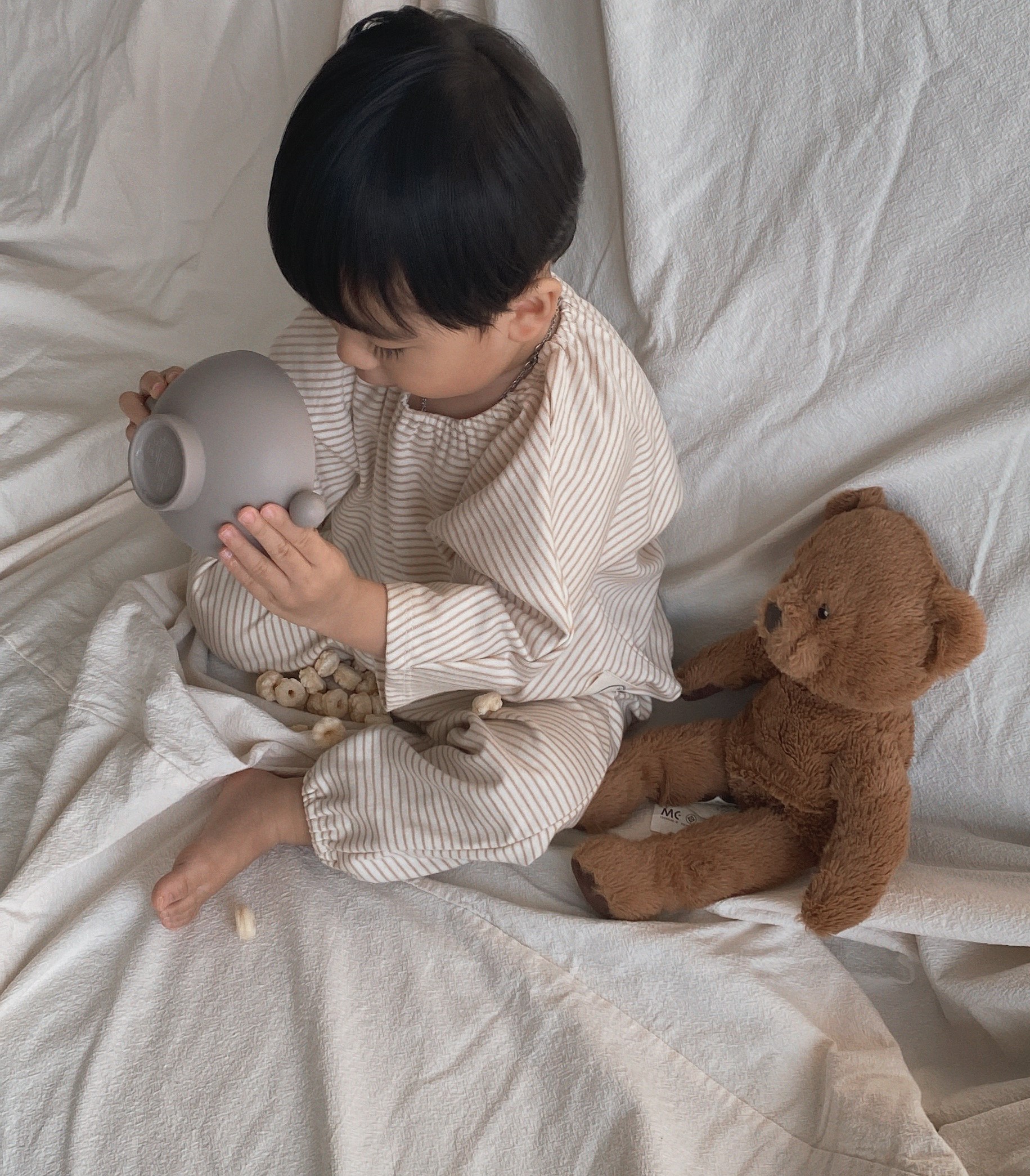 Daisy Shirring Set Up - Oat Stripe