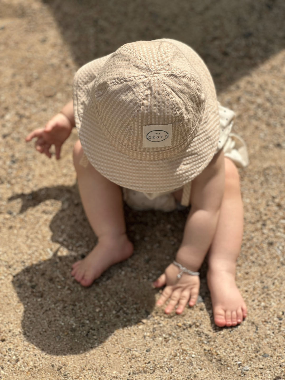 Checkered Sun Hat - brown