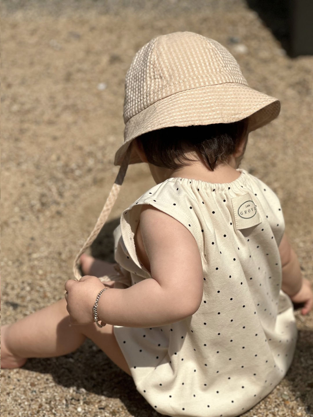 Checkered Sun Hat - brown
