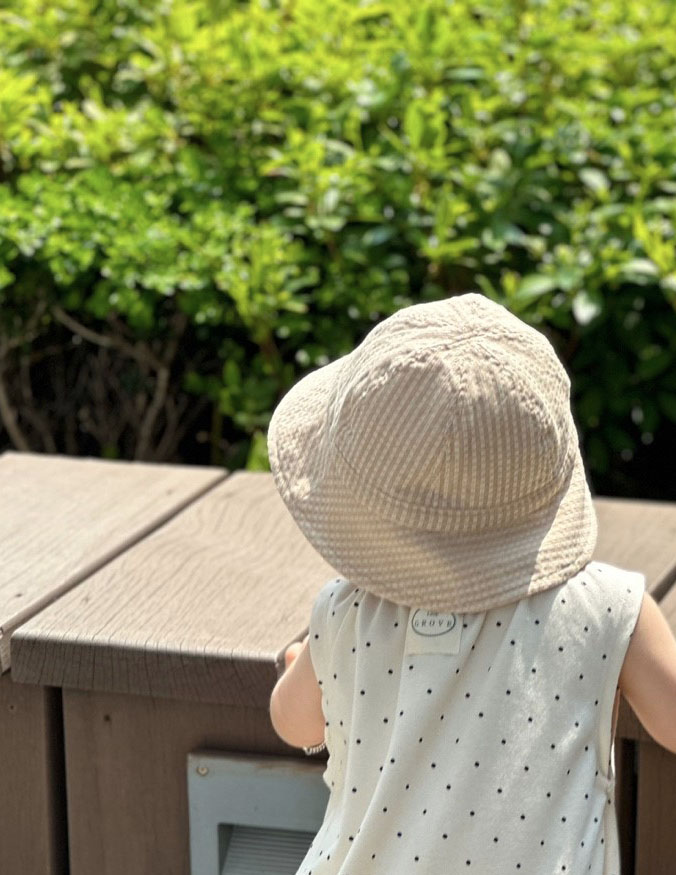 Checkered Sun Hat - brown