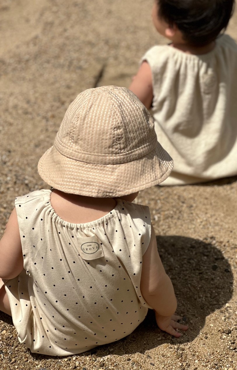 Checkered Sun Hat - brown