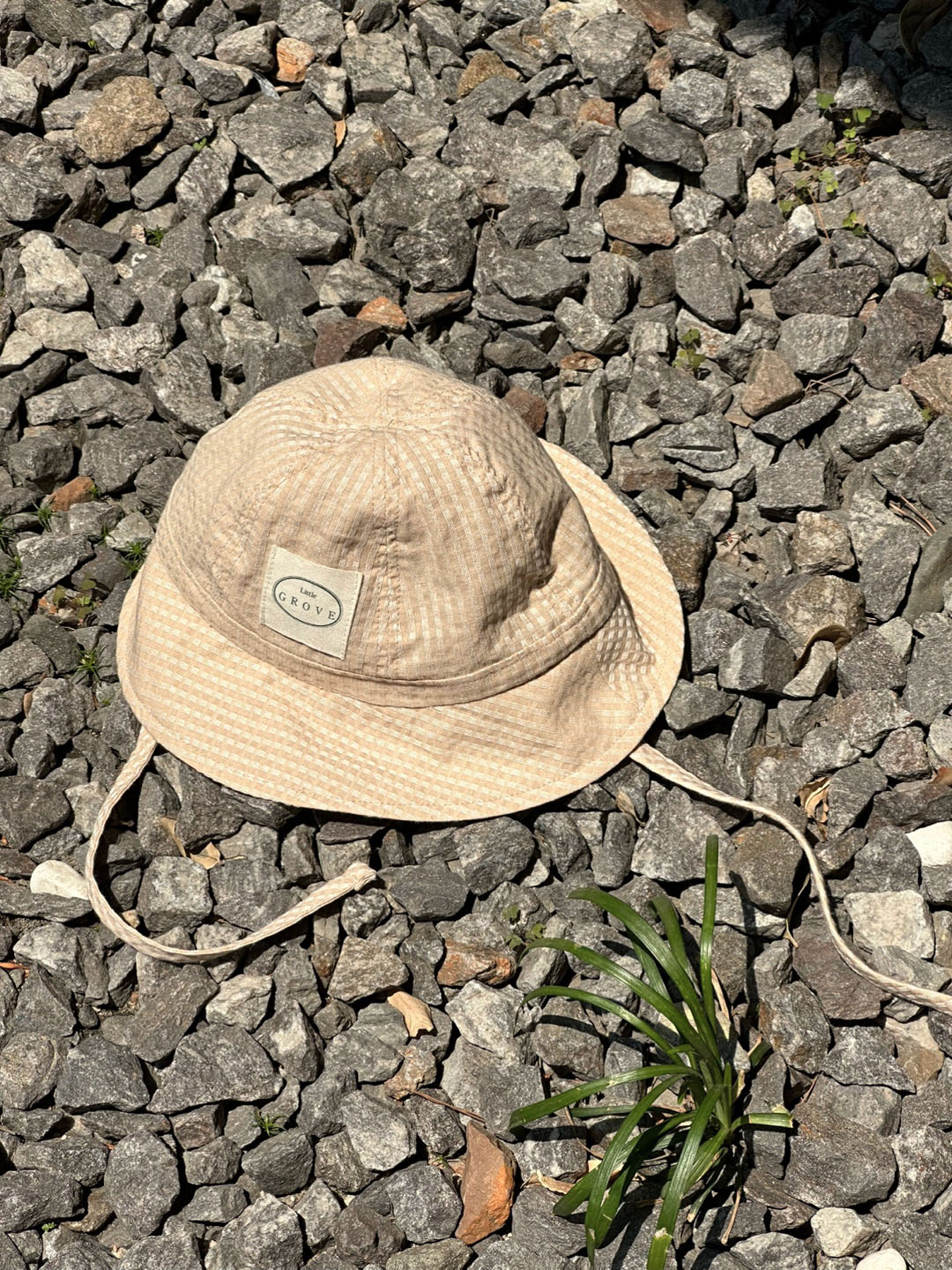 Checkered Sun Hat - brown