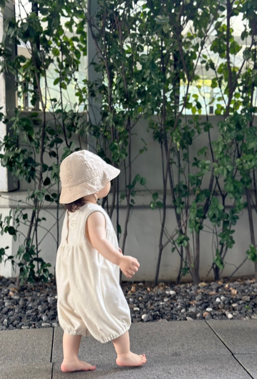 Organic Terry Baggy Overall - cream