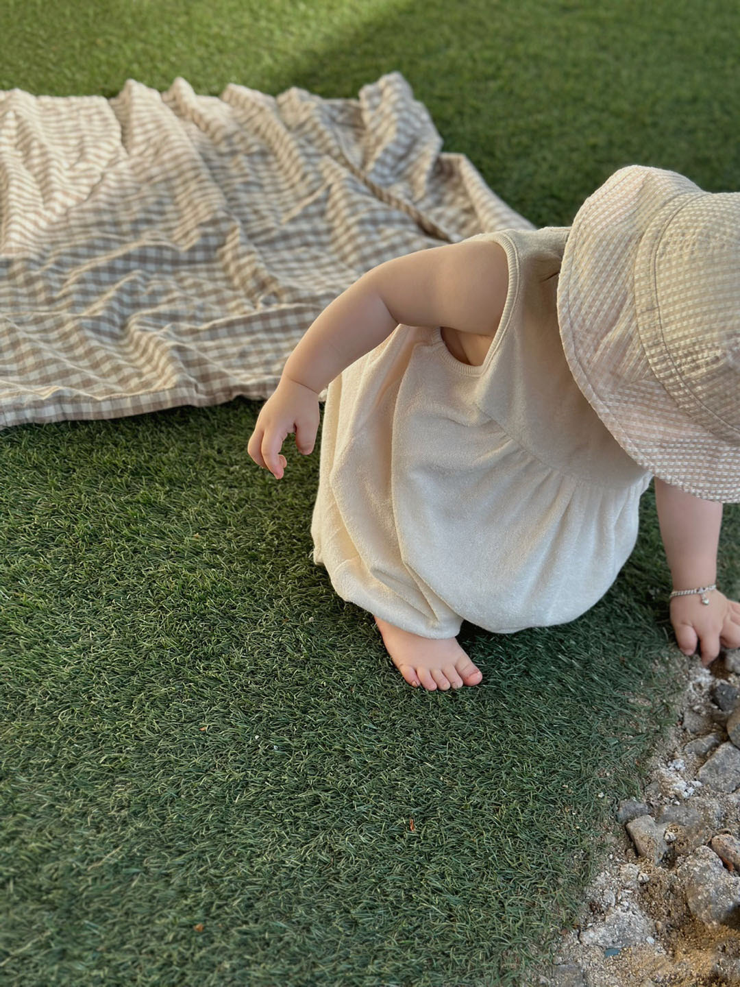 Organic Terry Baggy Overall - cream
