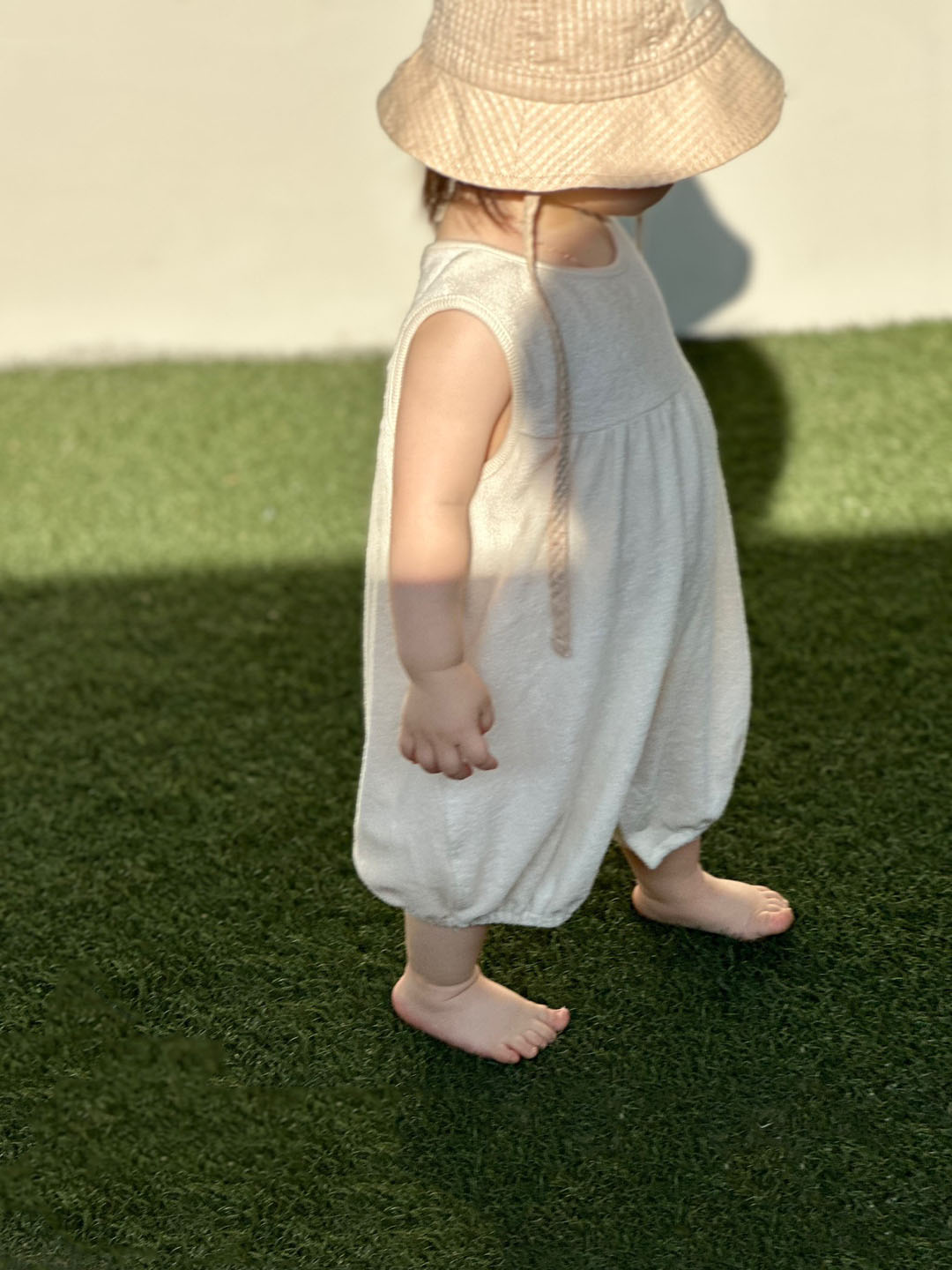 Organic Terry Baggy Overall - cream