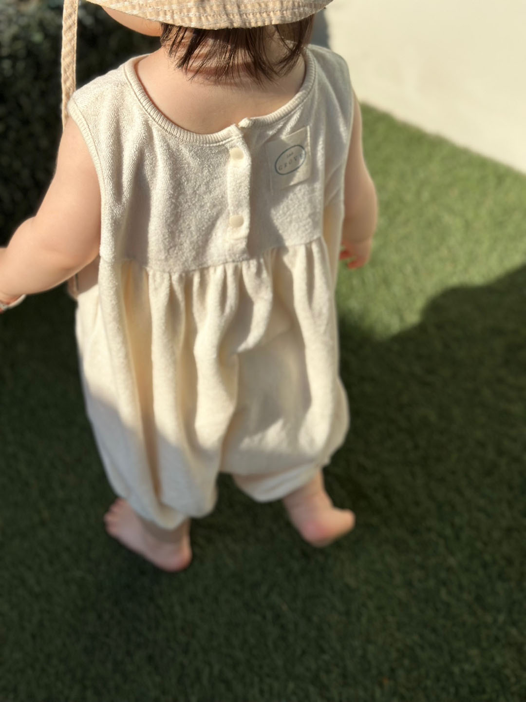 Organic Terry Baggy Overall - cream