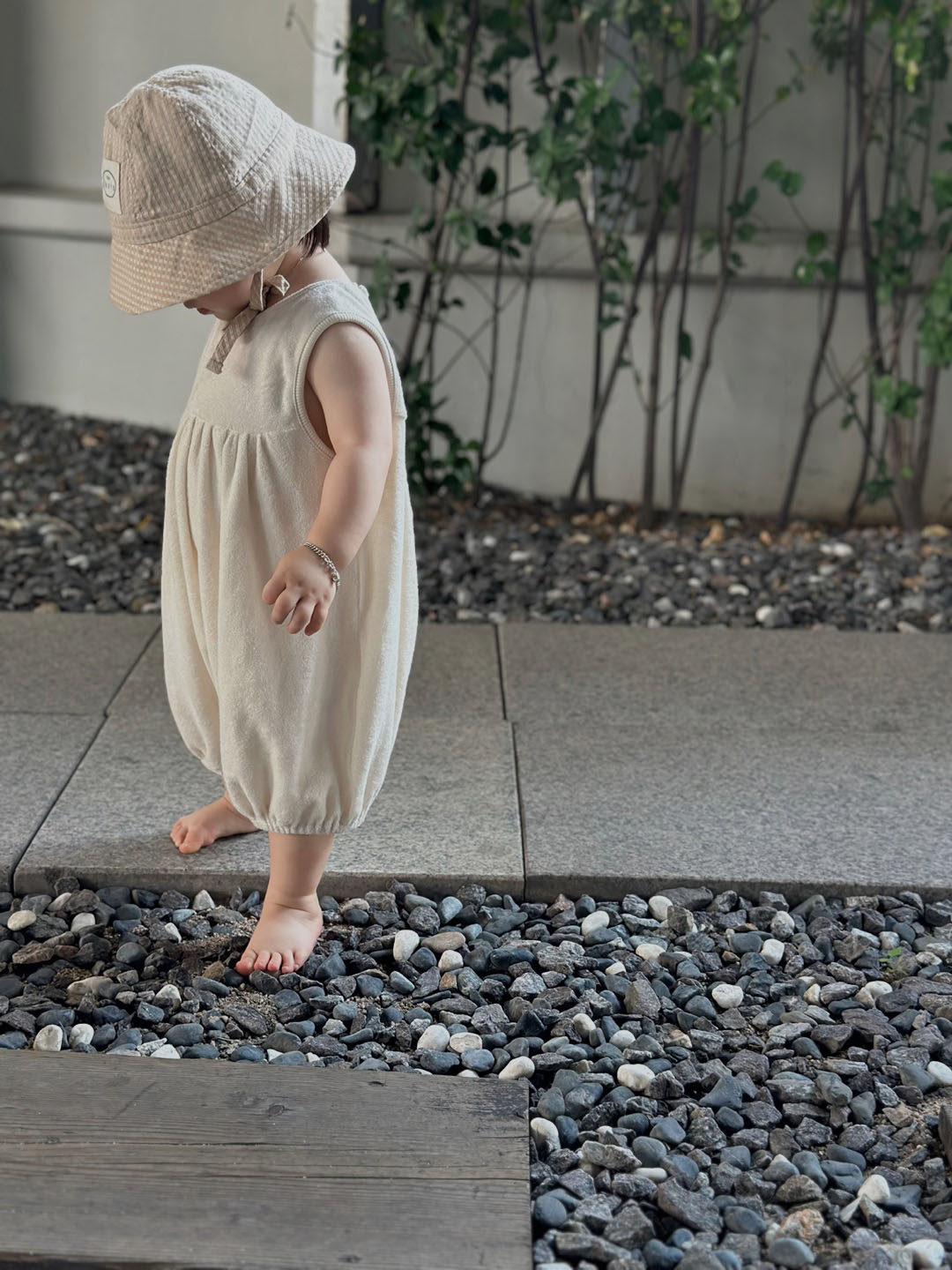Organic Terry Baggy Overall - cream