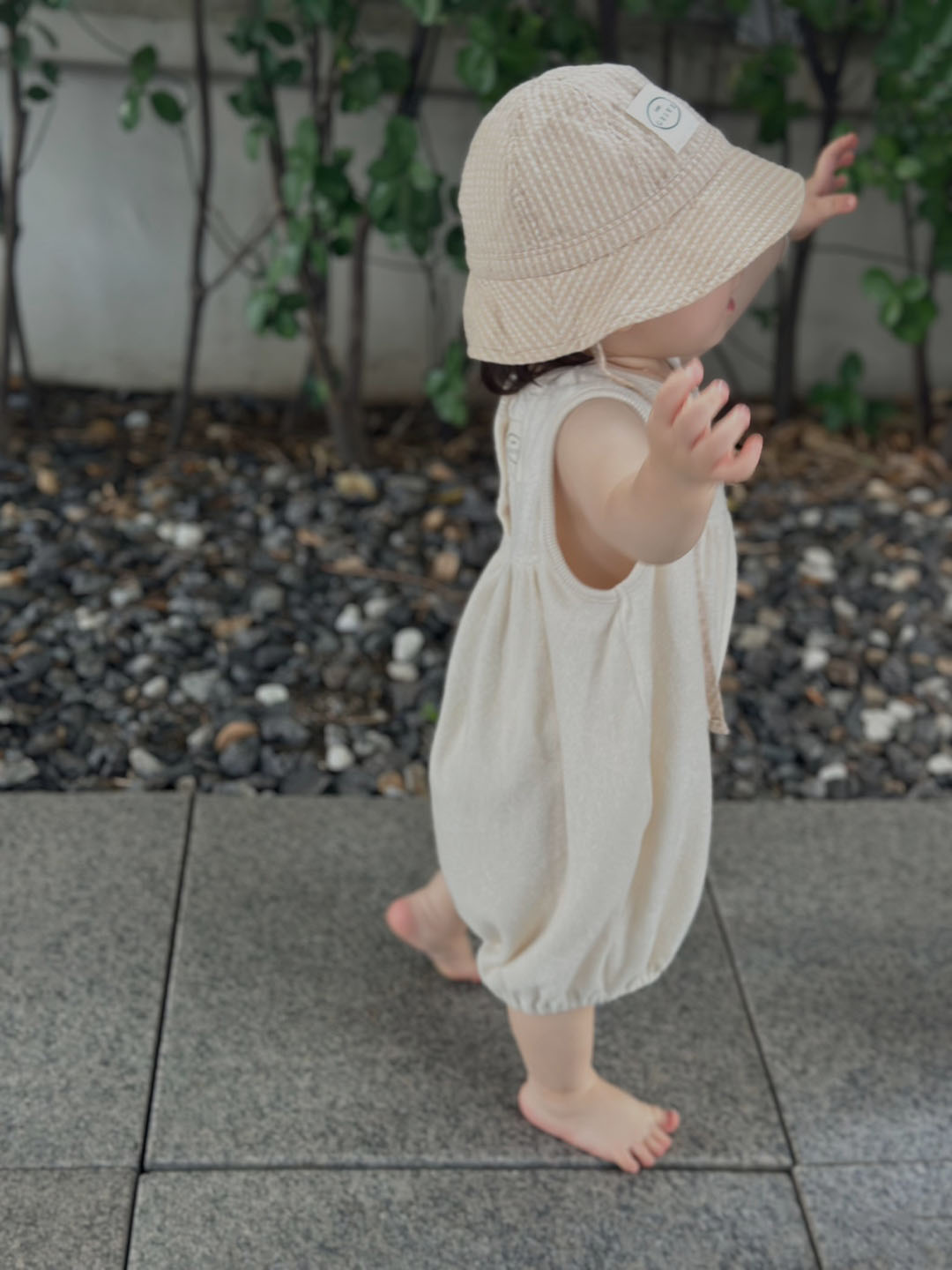 Organic Terry Baggy Overall - cream