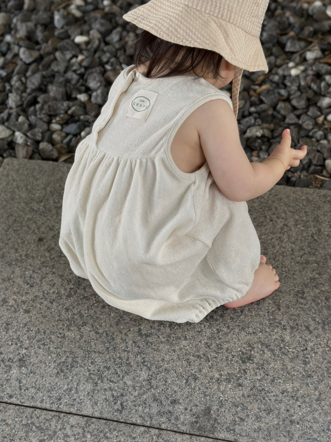 Organic Terry Baggy Overall - cream