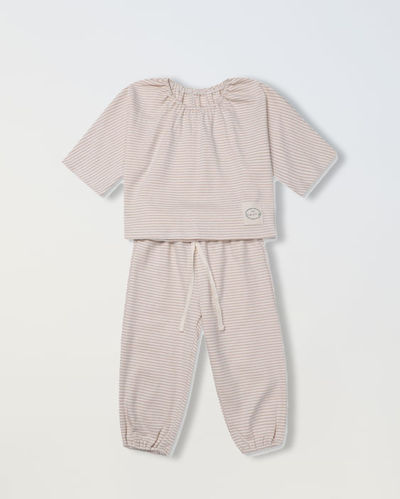 Daisy Shirring Set Up - Oat Stripe