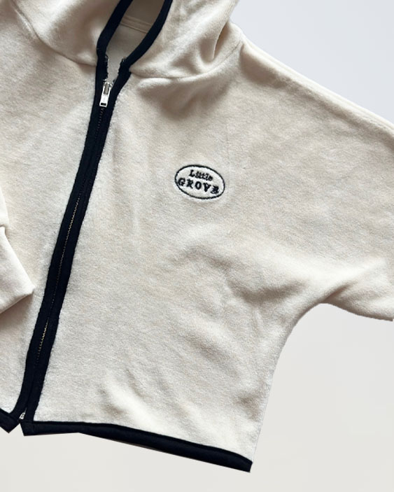 Velour contrast zip up - Black