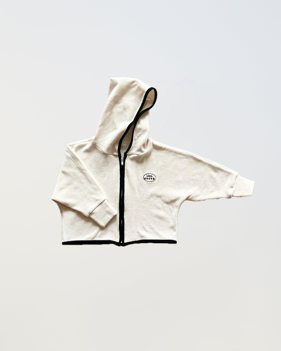 Velour contrast zip up - Black