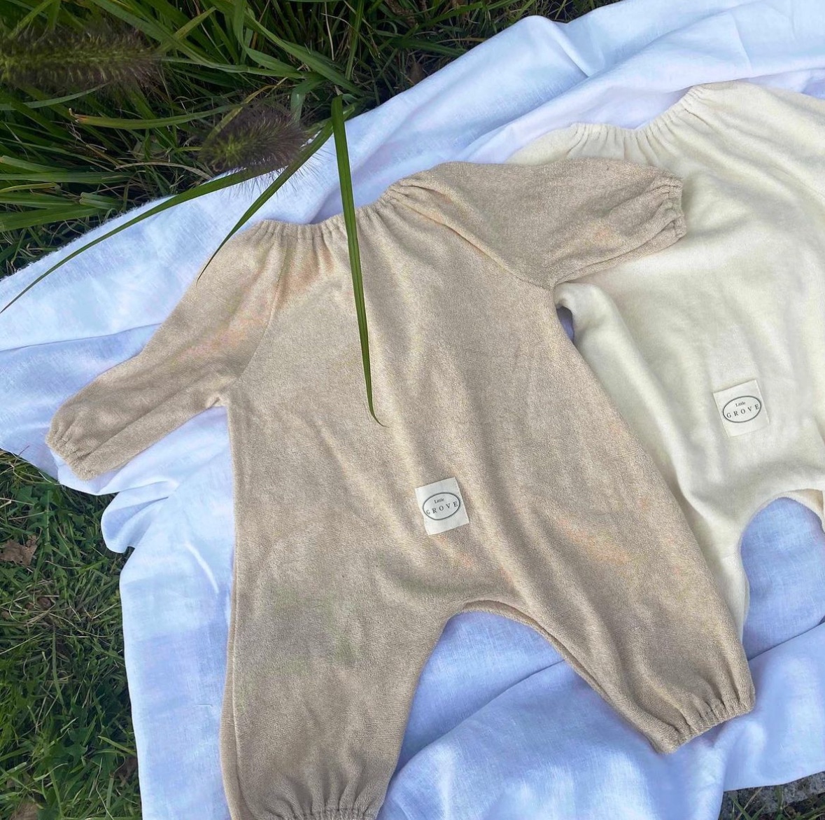 Olivia shirring jumpsuit - Oatmeal