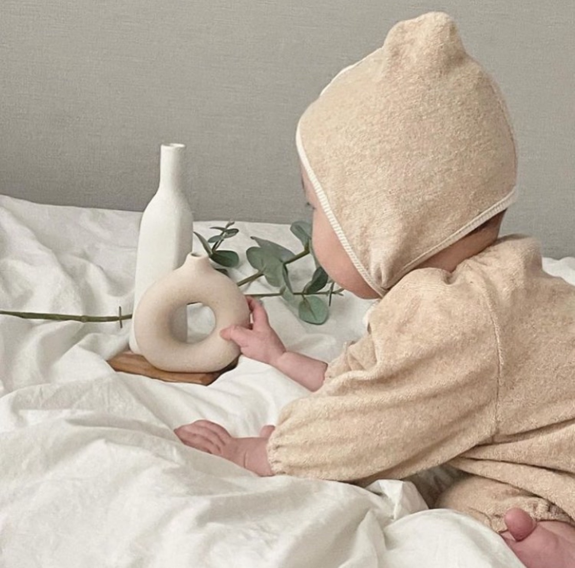Olivia shirring jumpsuit - Oatmeal