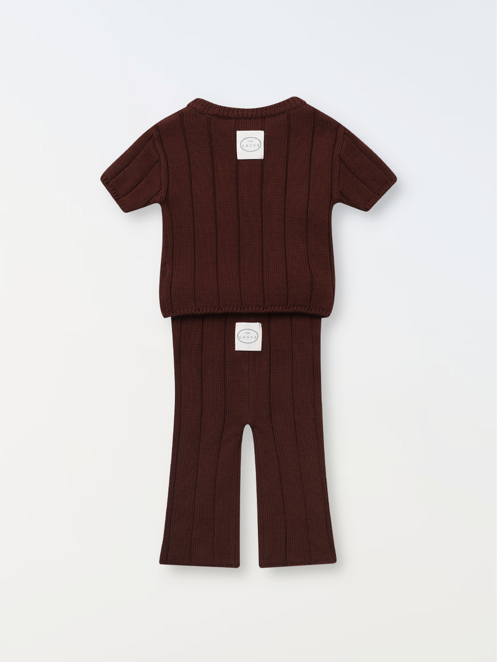 Wide ribbed sweater set - wood