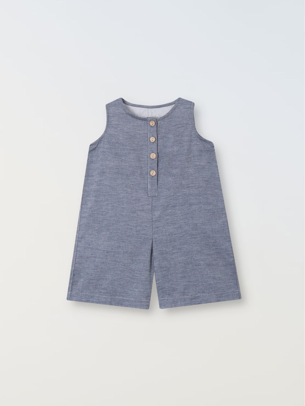 Organic cotton play romper - Melange denim