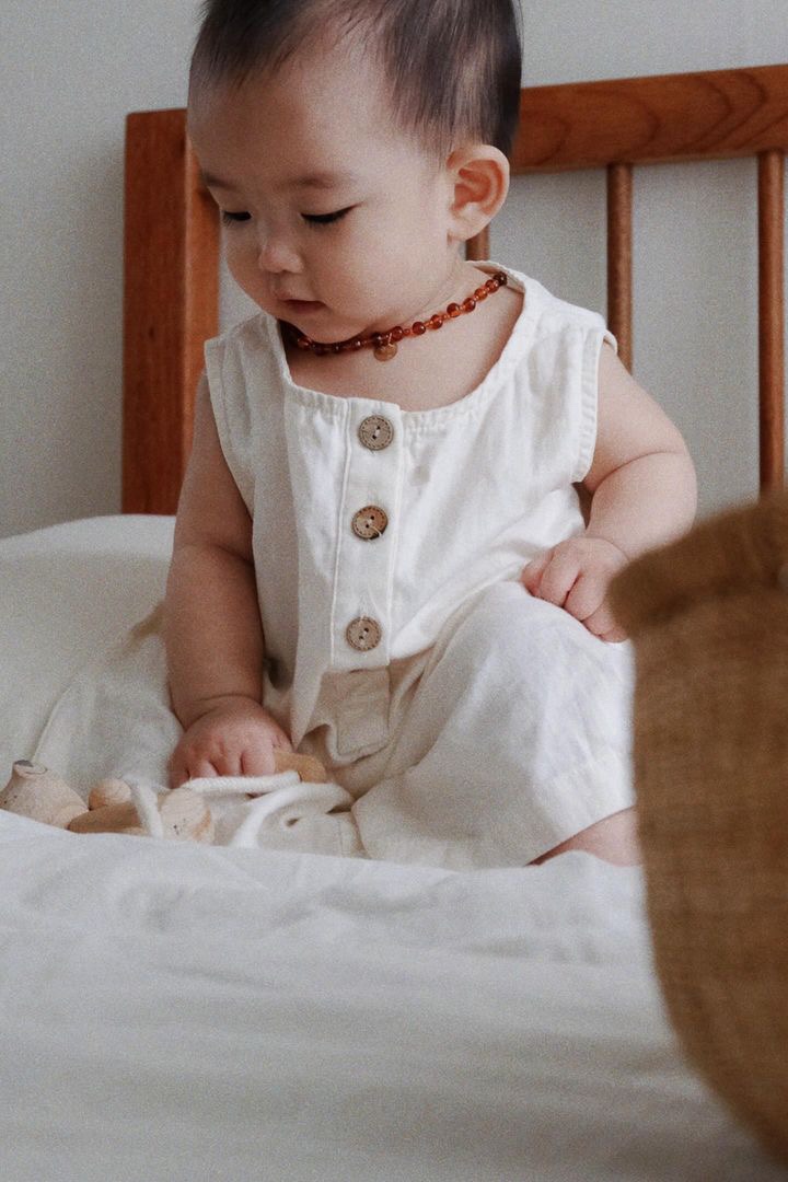 Organic cotton play romper - Natural