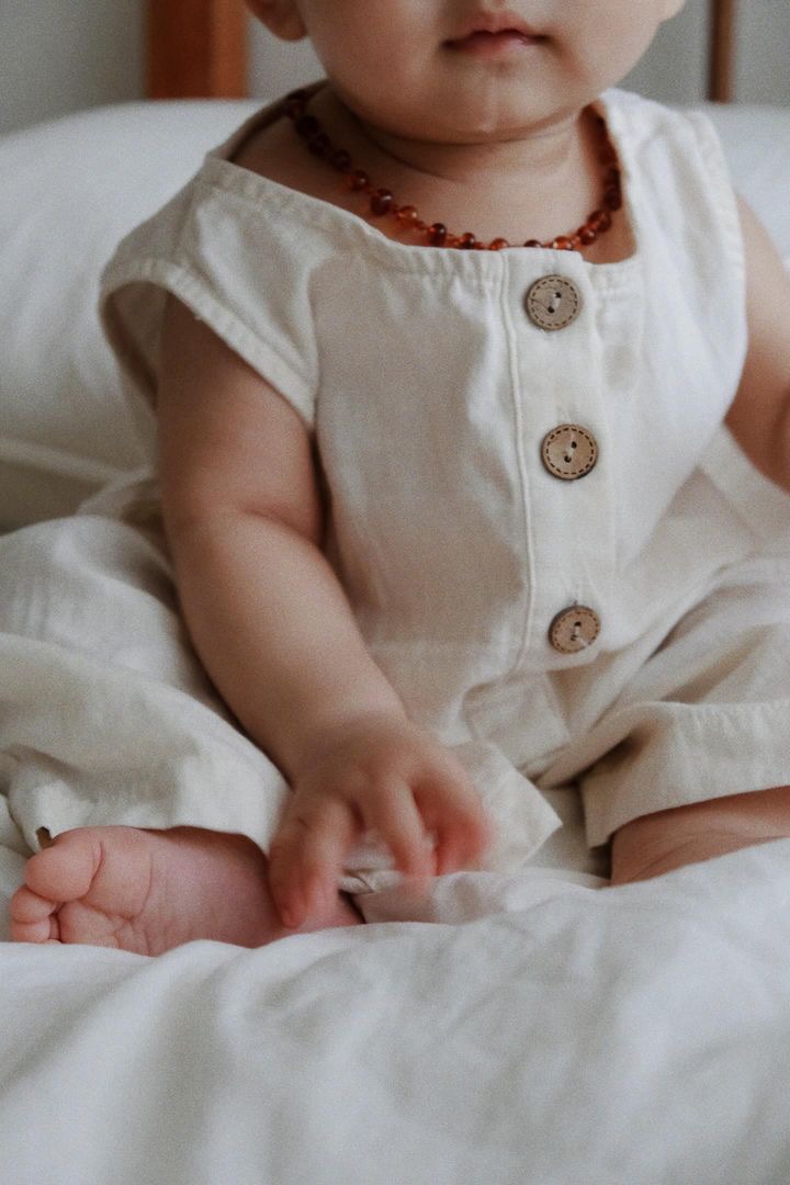 Organic cotton play romper - Natural