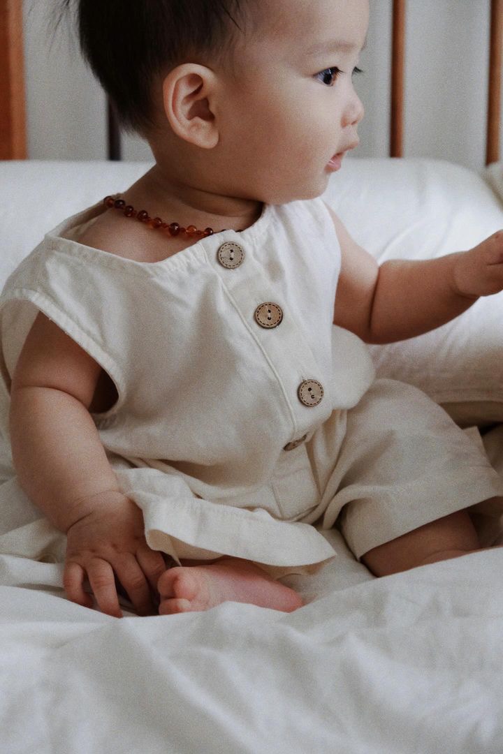 Organic cotton play romper - Natural