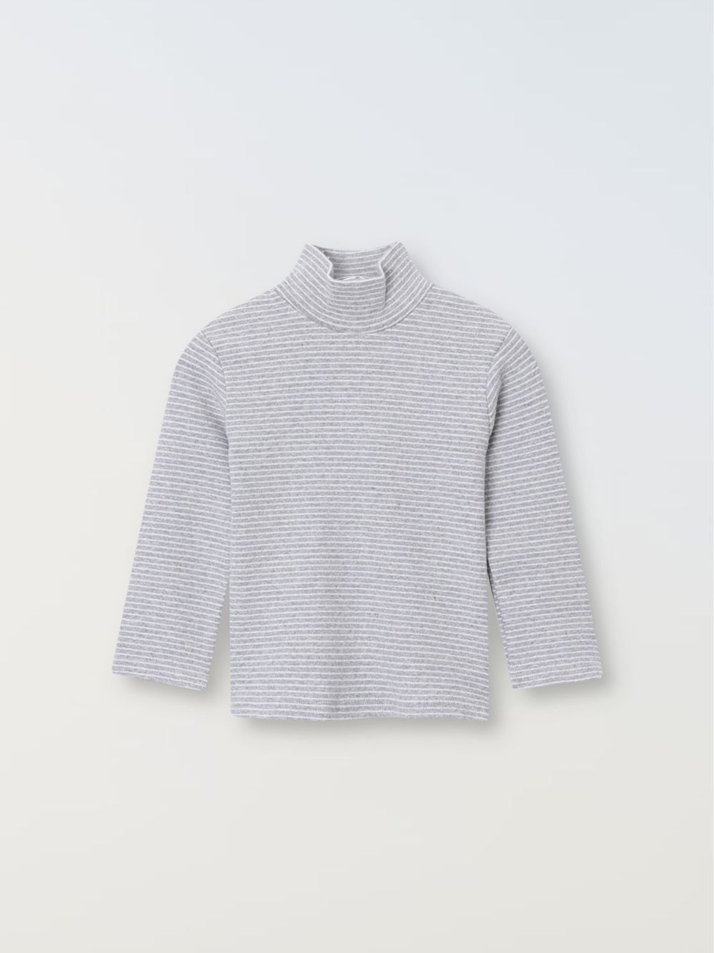 Striped turtleneck tee -Grey/cream
