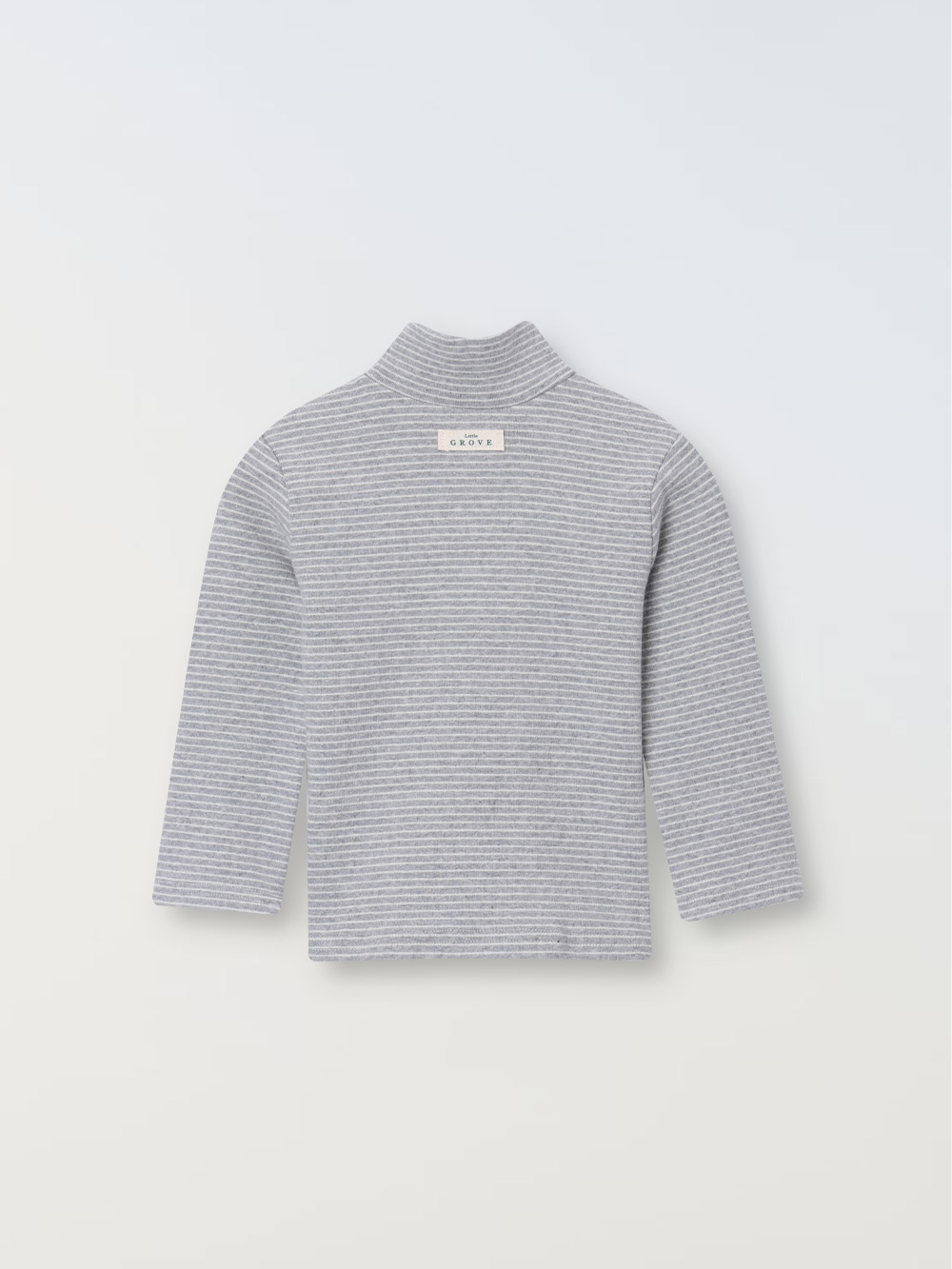 Striped turtleneck tee -Grey/cream